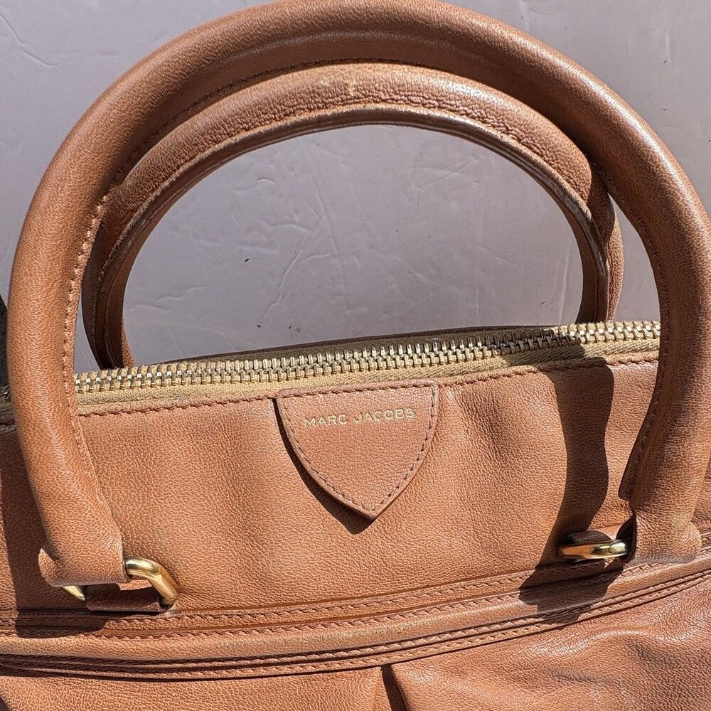 MARC JACOBS Preston Convertible Camel Brown Leather Tote Handbag Rare Authentic - Picture 5 of 16
